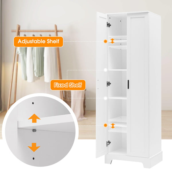 English Elm Storage Cabinet Modern Two-Door MDF Organizer with Adjustable Shelf, Anti-Tip Hardware, Durable Design White N725P331419K