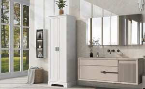 English Elm Storage Cabinet Modern Two-Door MDF Organizer with Adjustable Shelf, Anti-Tip Hardware, Durable Design White N725P331419K