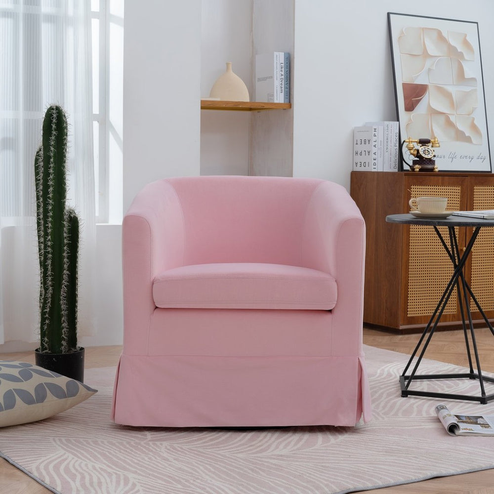 English Elm 27.36" Velvet Swivel Accent Chair with 360 Degree Base for Living Room or Bedroom Pink W680105117