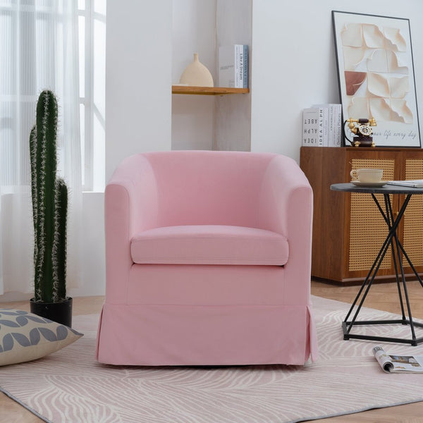 English Elm 27.36" Velvet Swivel Accent Chair with 360 Degree Base for Living Room or Bedroom Pink W680105117
