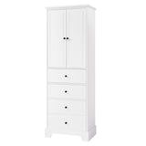 English Elm Storage Cabinet With 2 Doors and 4 Drawers For Bathroom, Office, Adjustable Shelf, Mdf Board With Painted Finish, White