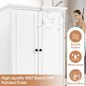 English Elm Storage Cabinet with 2 Doors and 4 Drawers, Slim MDF Organizer with Adjustable Shelf, Anti-Tip Safety White WF302825AAK