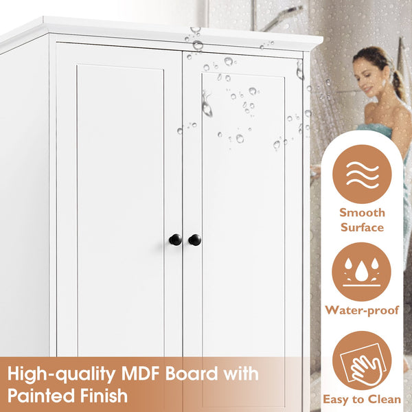 English Elm Storage Cabinet with 2 Doors and 4 Drawers, Slim MDF Organizer with Adjustable Shelf, Anti-Tip Safety White WF302825AAK