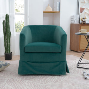 English Elm 27.36" Velvet Swivel Accent Chair with 360 Degree Base for Living Room or Bedroom Green W680105118