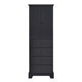 English Elm Storage Cabinet With 2 Doors and 4 Drawers For Bathroom, Office, Adjustable Shelf, Mdf Board With Painted Finish, Black