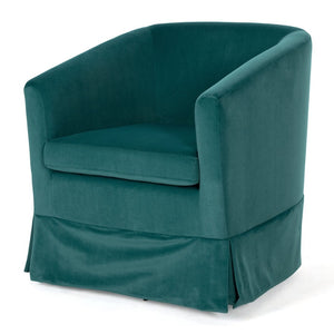 English Elm 27.36" Velvet Swivel Accent Chair with 360 Degree Base for Living Room or Bedroom Green W680105118