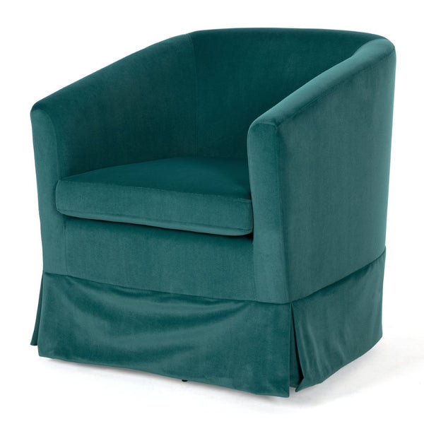 English Elm 27.36" Velvet Swivel Accent Chair with 360 Degree Base for Living Room or Bedroom Green W680105118
