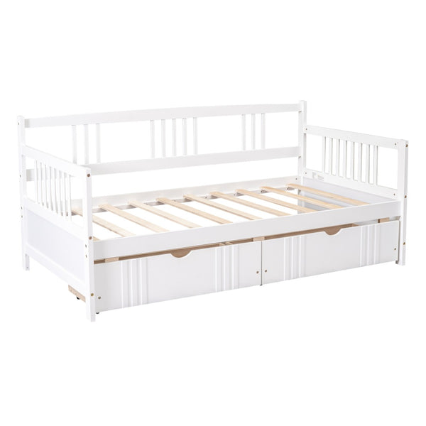 English Elm Twin Pine Wood Daybed with Storage Drawers for Guest or Kids Room Decor WF295029AAK