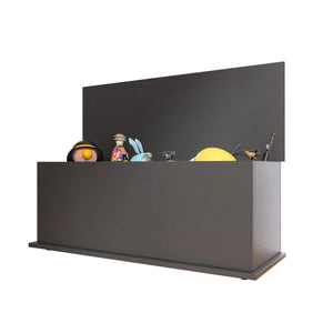 English Elm Storage Chest Trunk Lift-Top Wood Storage Box Bench Organizer with Safe Hinges, 353lb Capacity Durable Seat Black W1806104458