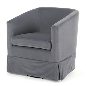 English Elm 27.36" Velvet Swivel Accent Chair with 360 Degree Base for Living Room or Bedroom Gray W680105116