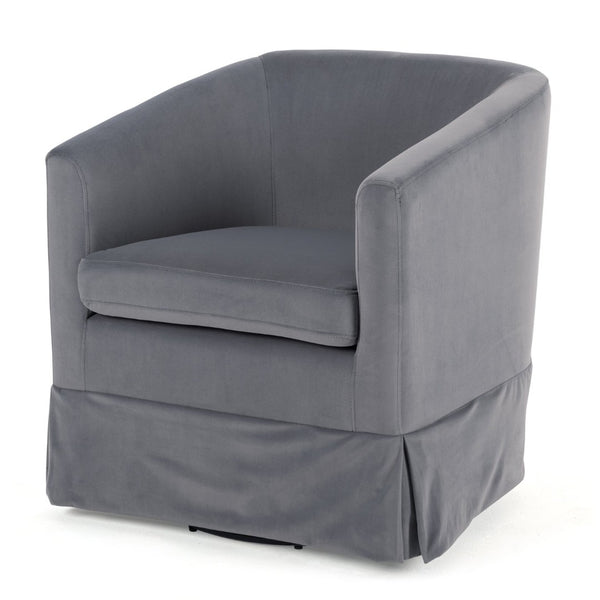 English Elm 27.36" Velvet Swivel Accent Chair with 360 Degree Base for Living Room or Bedroom Gray W680105116