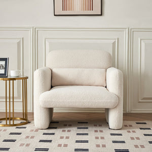 English Elm Best-selling Boucle Cloud Chair Curved Plush Accent Seat with Lumbar Pillow Included W1765106568