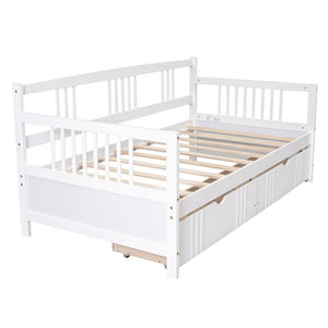 English Elm Twin Pine Wood Daybed with Storage Drawers for Guest or Kids Room Decor WF295029AAK