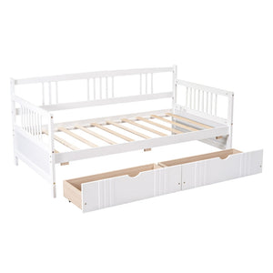 English Elm Twin Pine Wood Daybed with Storage Drawers for Guest or Kids Room Decor WF295029AAK