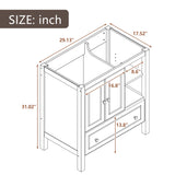 English Elm 30" Bathroom Vanity Base Only, Solid Wood Frame, Bathroom Storage Cabinet With Doors and Drawers, White