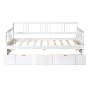English Elm Twin Pine Wood Daybed with Storage Drawers for Guest or Kids Room Decor WF295029AAK