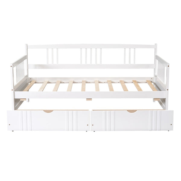 English Elm Twin Pine Wood Daybed with Storage Drawers for Guest or Kids Room Decor WF295029AAK