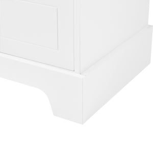English Elm Storage Cabinet with 2 Doors and 4 Drawers, Slim MDF Organizer with Adjustable Shelf, Anti-Tip Safety White WF302825AAK
