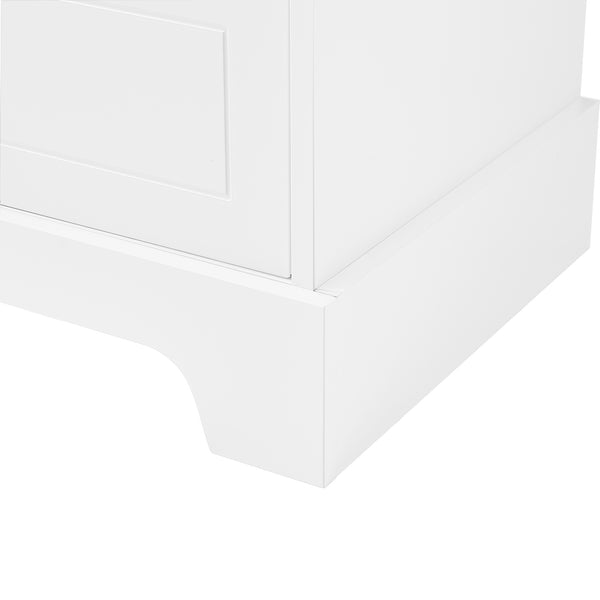 English Elm Storage Cabinet with 2 Doors and 4 Drawers, Slim MDF Organizer with Adjustable Shelf, Anti-Tip Safety White WF302825AAK