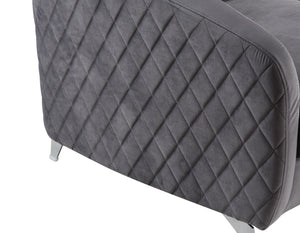 English Elm Sofia Diamond Stitched Velvet Accent Chair with Chrome Legs for Glam Living Spaces Gray B06178276