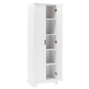 English Elm Storage Cabinet Modern Two-Door MDF Organizer with Adjustable Shelf, Anti-Tip Hardware, Durable Design White N725P331419K
