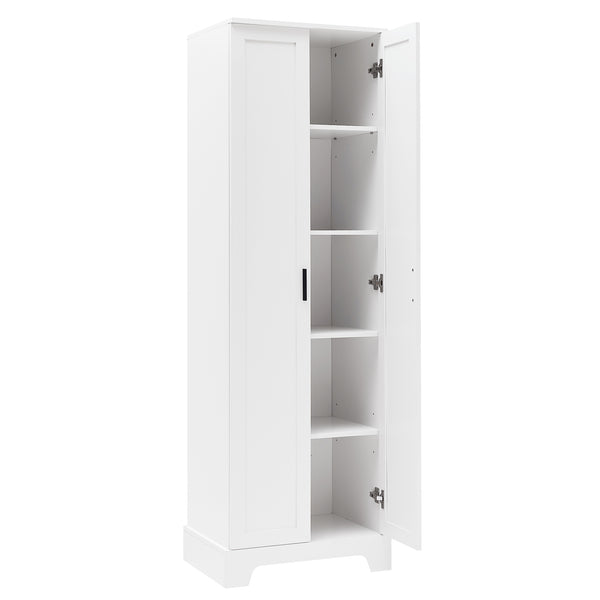 English Elm Storage Cabinet Modern Two-Door MDF Organizer with Adjustable Shelf, Anti-Tip Hardware, Durable Design White N725P331419K