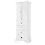 English Elm Storage Cabinet With 2 Doors and 4 Drawers For Bathroom, Office, Adjustable Shelf, Mdf Board With Painted Finish, White