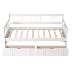 English Elm Twin Pine Wood Daybed with Storage Drawers for Guest or Kids Room Decor WF295029AAK