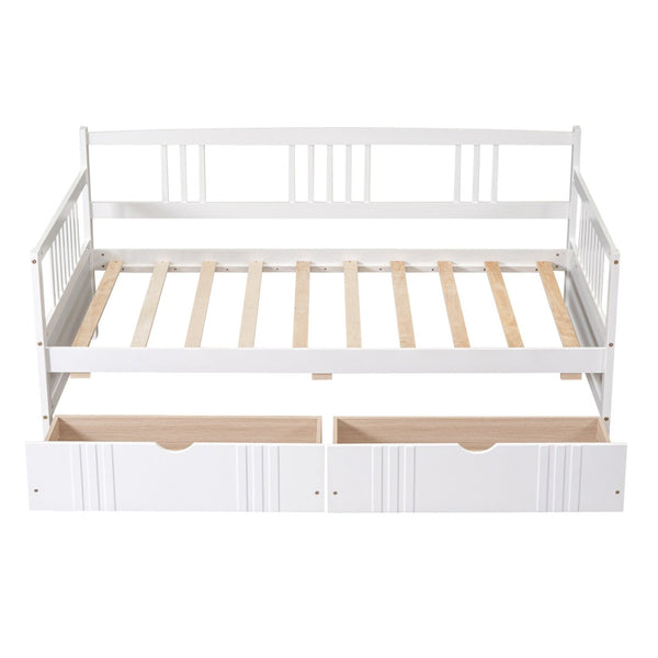 English Elm Twin Pine Wood Daybed with Storage Drawers for Guest or Kids Room Decor WF295029AAK