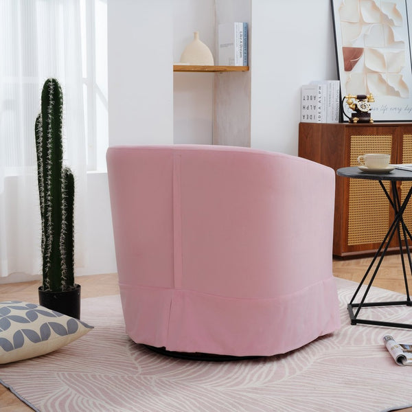 English Elm 27.36" Velvet Swivel Accent Chair with 360 Degree Base for Living Room or Bedroom Pink W680105117
