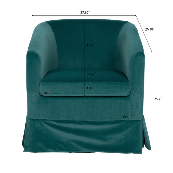 English Elm 27.36" Velvet Swivel Accent Chair with 360 Degree Base for Living Room or Bedroom Green W680105118