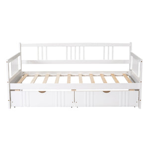English Elm Twin Pine Wood Daybed with Storage Drawers for Guest or Kids Room Decor WF295029AAK