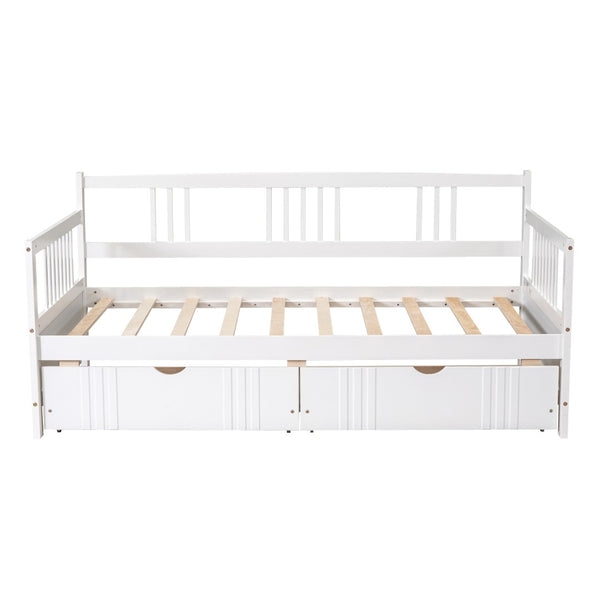 English Elm Twin Pine Wood Daybed with Storage Drawers for Guest or Kids Room Decor WF295029AAK