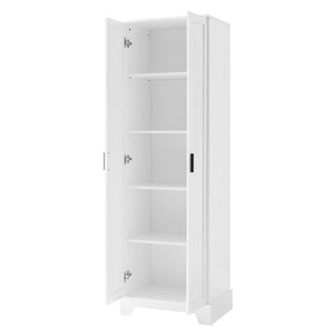 English Elm Storage Cabinet Modern Two-Door MDF Organizer with Adjustable Shelf, Anti-Tip Hardware, Durable Design White N725P331419K