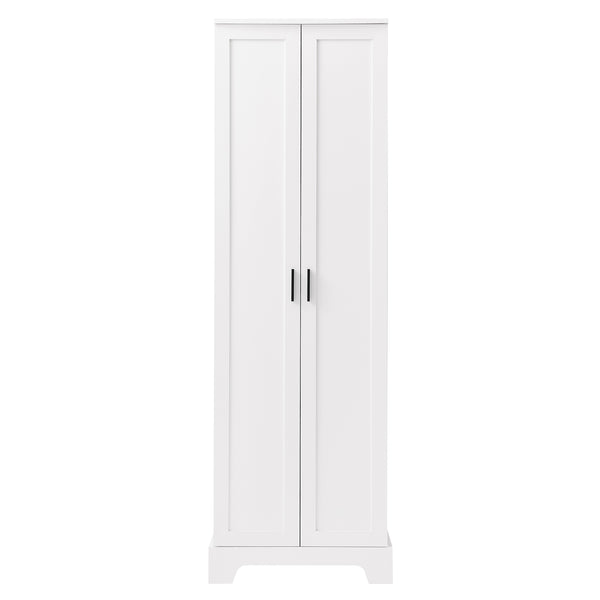 English Elm Storage Cabinet Modern Two-Door MDF Organizer with Adjustable Shelf, Anti-Tip Hardware, Durable Design White N725P331419K