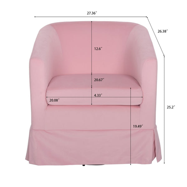 English Elm 27.36" Velvet Swivel Accent Chair with 360 Degree Base for Living Room or Bedroom Pink W680105117