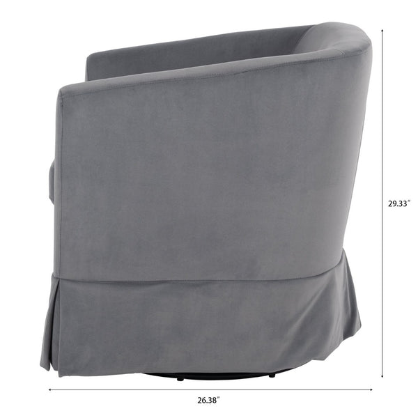 English Elm 27.36" Velvet Swivel Accent Chair with 360 Degree Base for Living Room or Bedroom Gray W680105116