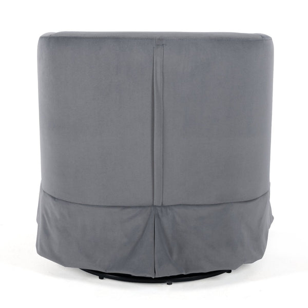 English Elm 27.36" Velvet Swivel Accent Chair with 360 Degree Base for Living Room or Bedroom Gray W680105116