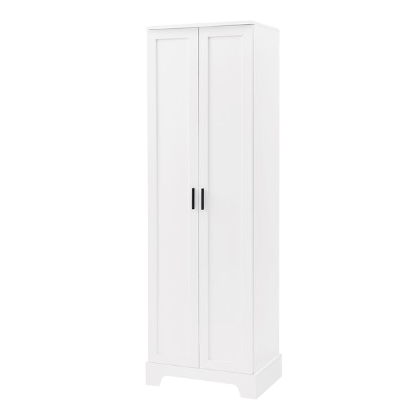 English Elm Storage Cabinet Modern Two-Door MDF Organizer with Adjustable Shelf, Anti-Tip Hardware, Durable Design White N725P331419K
