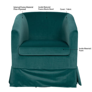 English Elm 27.36" Velvet Swivel Accent Chair with 360 Degree Base for Living Room or Bedroom Green W680105118