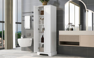 English Elm Storage Cabinet Modern Two-Door MDF Organizer with Adjustable Shelf, Anti-Tip Hardware, Durable Design White N725P331419K