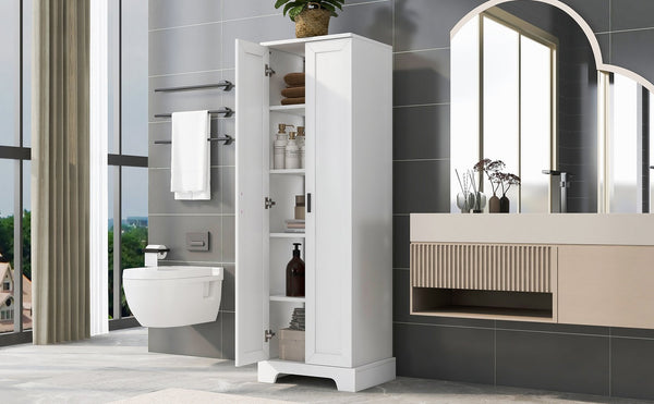 English Elm Storage Cabinet Modern Two-Door MDF Organizer with Adjustable Shelf, Anti-Tip Hardware, Durable Design White N725P331419K