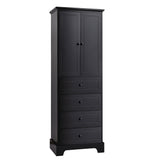 English Elm Storage Cabinet With 2 Doors and 4 Drawers For Bathroom, Office, Adjustable Shelf, Mdf Board With Painted Finish, Black