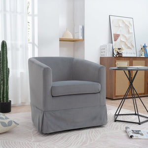 English Elm 27.36" Velvet Swivel Accent Chair with 360 Degree Base for Living Room or Bedroom Gray W680105116