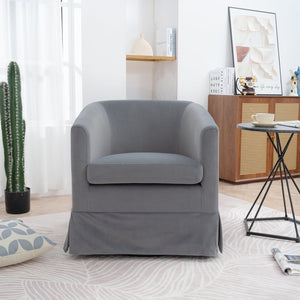 English Elm 27.36" Velvet Swivel Accent Chair with 360 Degree Base for Living Room or Bedroom Gray W680105116