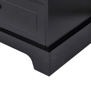 English Elm Storage Cabinet with 2 Doors and 4 Drawers, Slim MDF Organizer with Adjustable Shelf, Anti-Tip Safety Black WF302825AAB