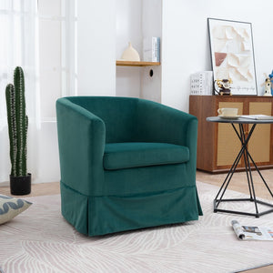 English Elm 27.36" Velvet Swivel Accent Chair with 360 Degree Base for Living Room or Bedroom Green W680105118