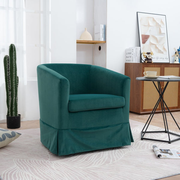 English Elm 27.36" Velvet Swivel Accent Chair with 360 Degree Base for Living Room or Bedroom Green W680105118