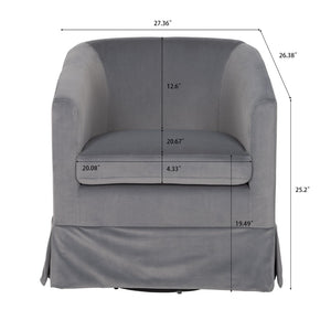 English Elm 27.36" Velvet Swivel Accent Chair with 360 Degree Base for Living Room or Bedroom Gray W680105116