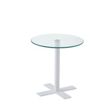 Hearth and Haven Tempered Clear Rould Glass Dinning Table with White Leg W1718111445